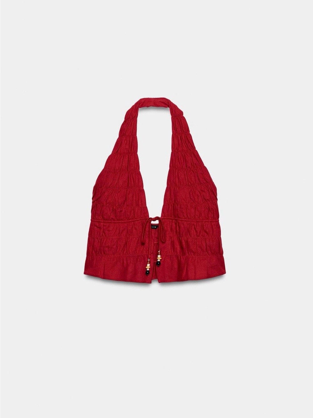 Zara Red Linen Halter Tiered Skirt Set - Picture 6 of 11